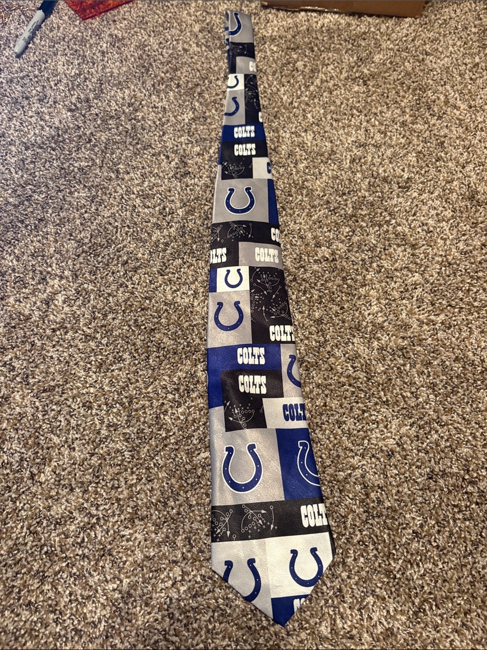 Indianapolis Colts Logo Tie in Blue, Silver and Black CALL OUT